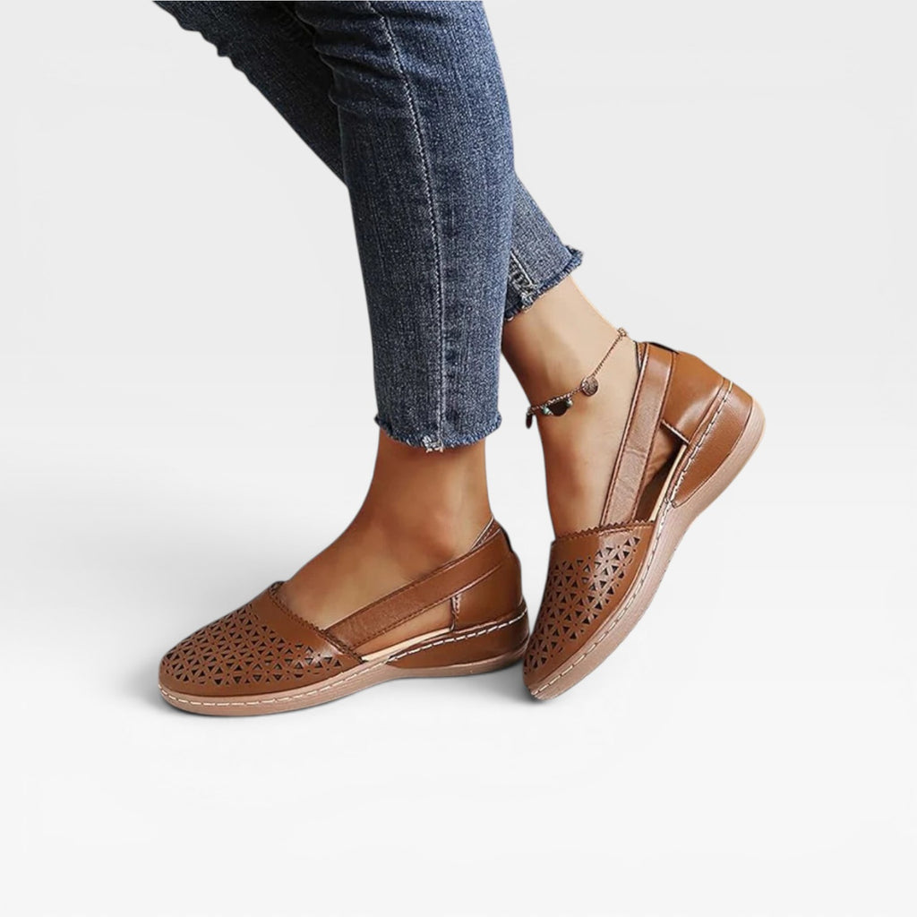 Women's Cutout Wedge Sandals – Comfortable Closed Toe Slingback Shoes