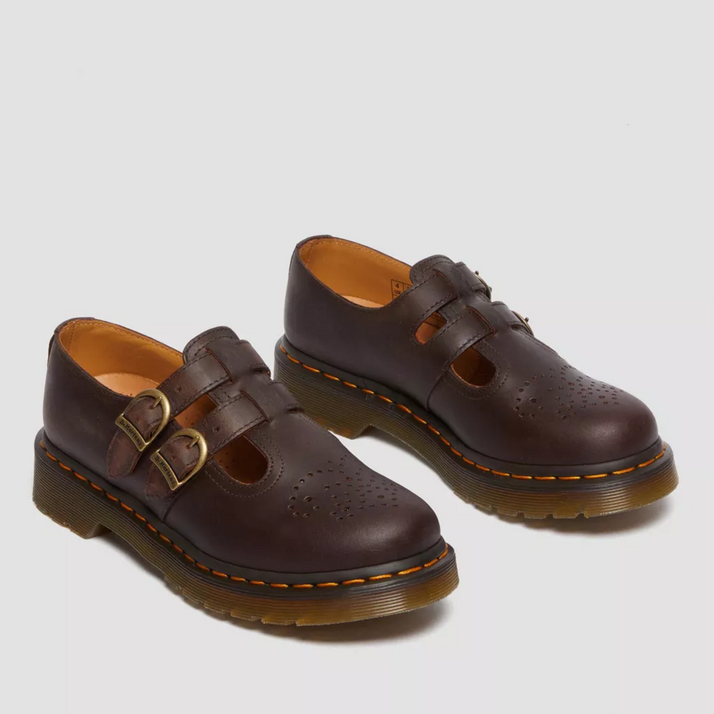 Women's Cowhide Leather Mary Jane Flats – Double Buckle Strap Round Toe Shoes