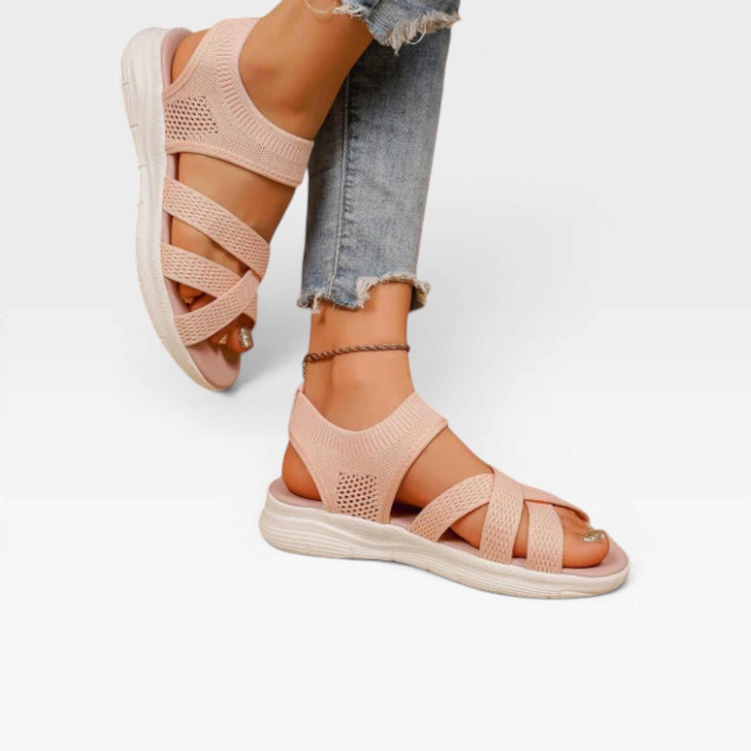 Women's Walking Sandals – Comfortable Cross Strap Cushioned Summer Slides