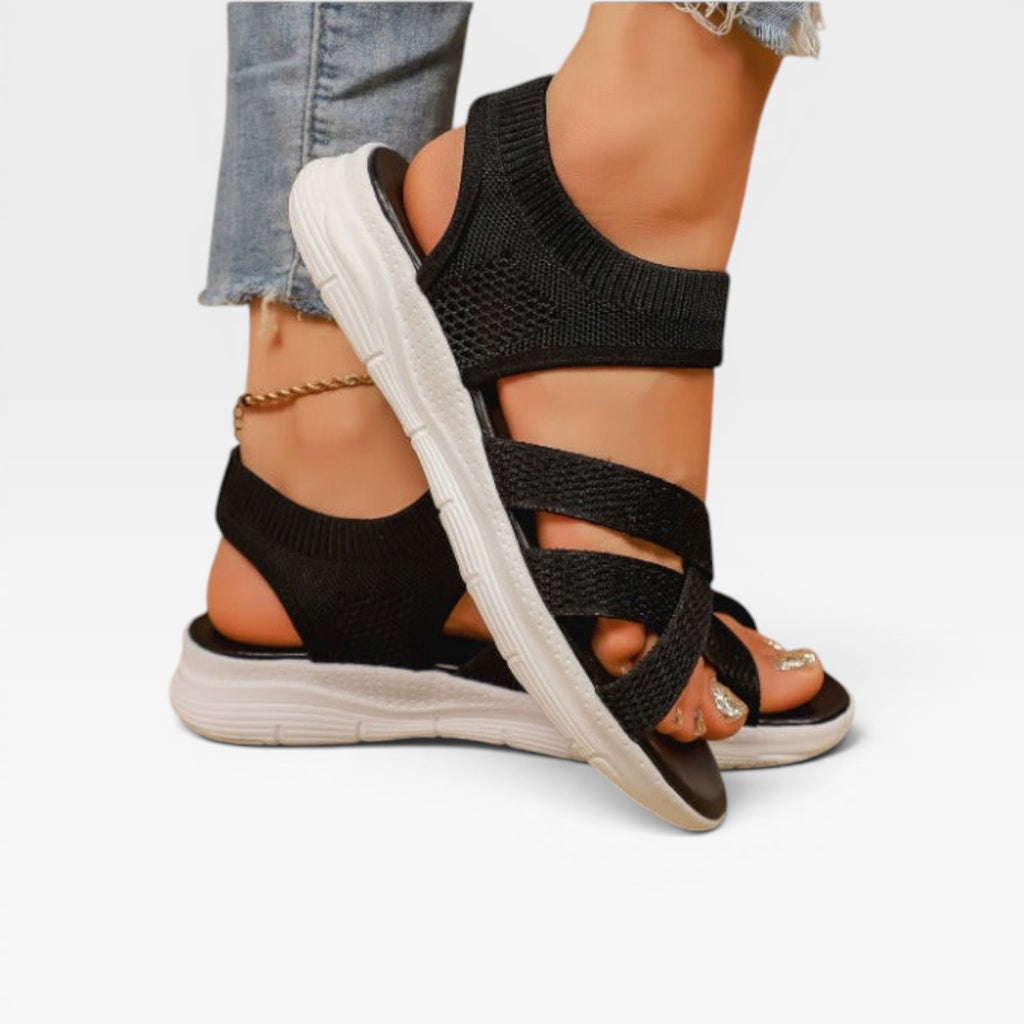 Women's Walking Sandals – Comfortable Cross Strap Cushioned Summer Slides