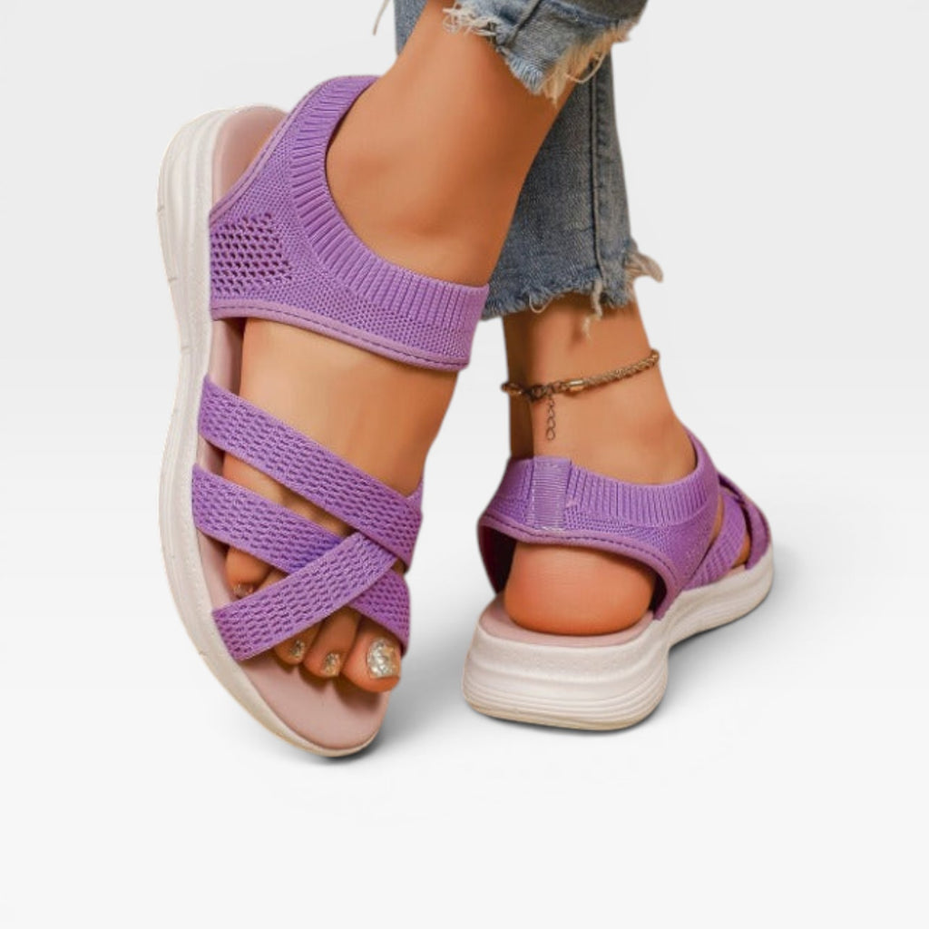 Women's Walking Sandals – Comfortable Cross Strap Cushioned Summer Slides