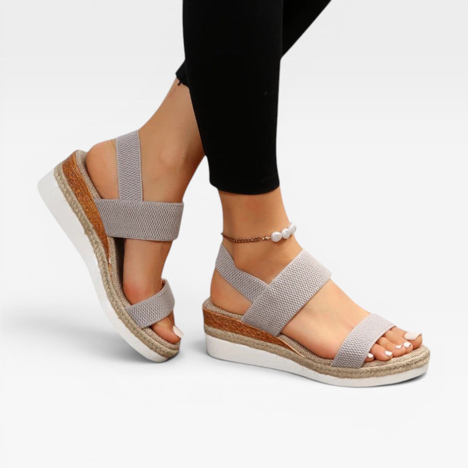 Women’s Espadrille Platform Sandals – Elastic Strap Summer Sandals