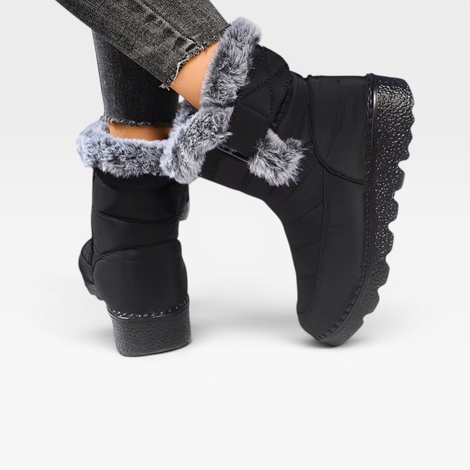 Women's Quilted Winter Boots – Faux Fur Lined Waterproof Snow Boots