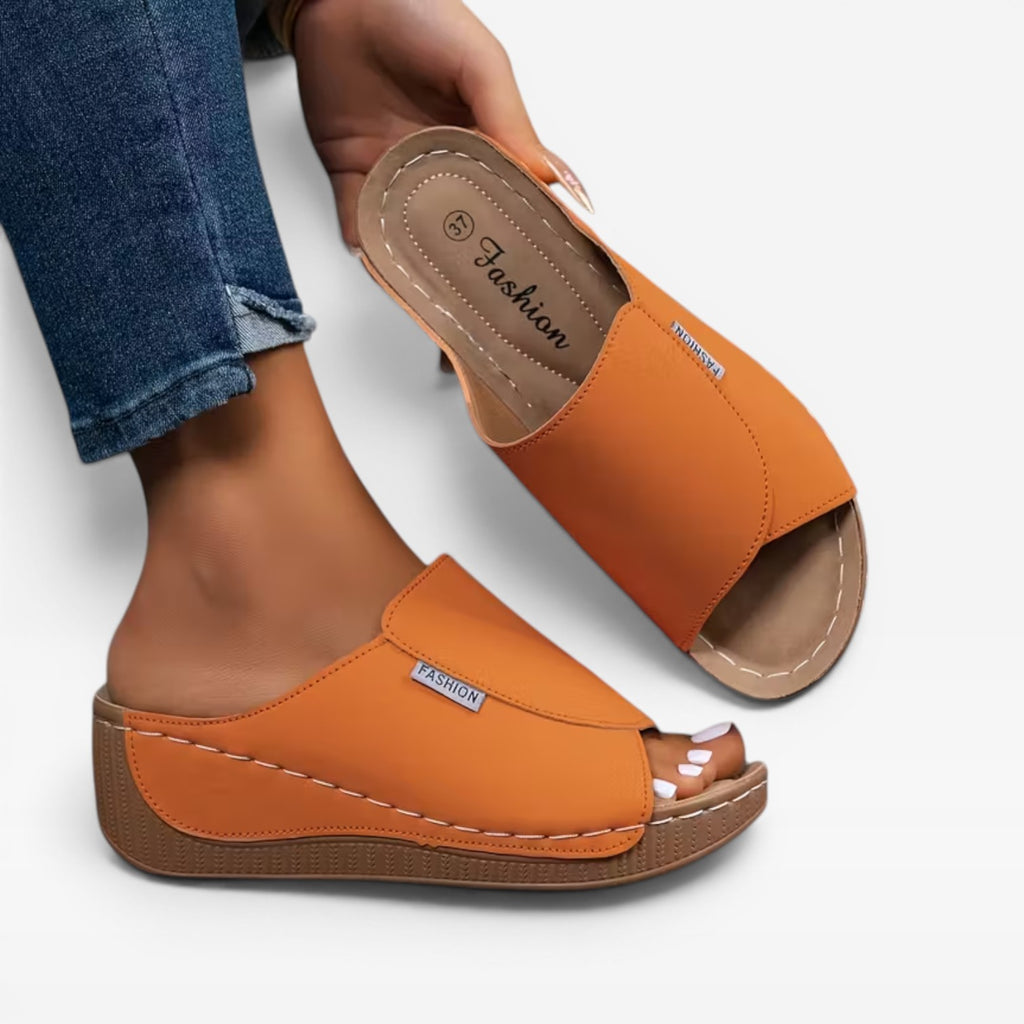Women's Cushioned Wedge Slide Sandals – Comfortable Open Toe Summer Slides