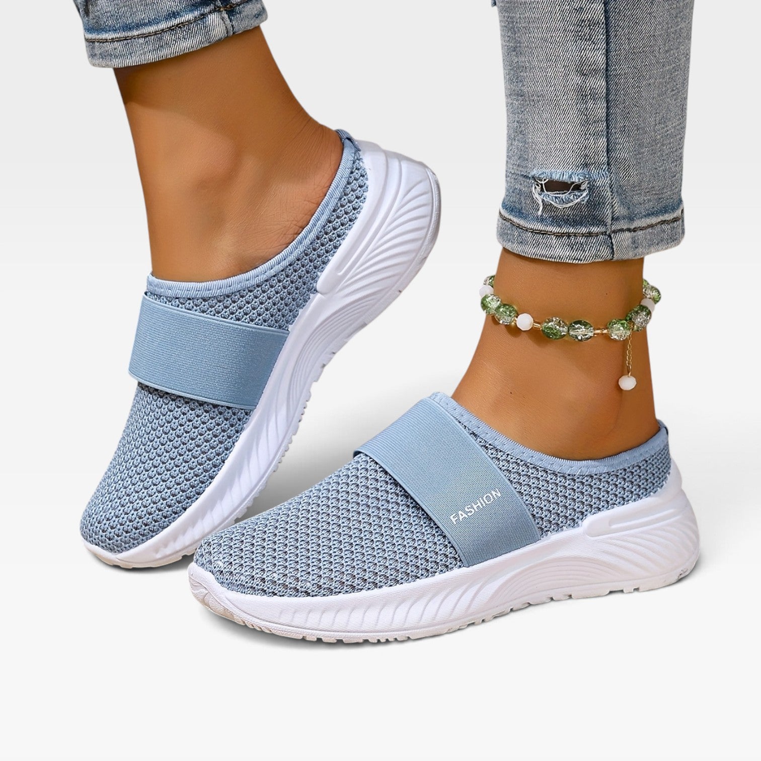 Women's Knit Slip On Trainers – Breathable Cushioned Comfort Sneakers
