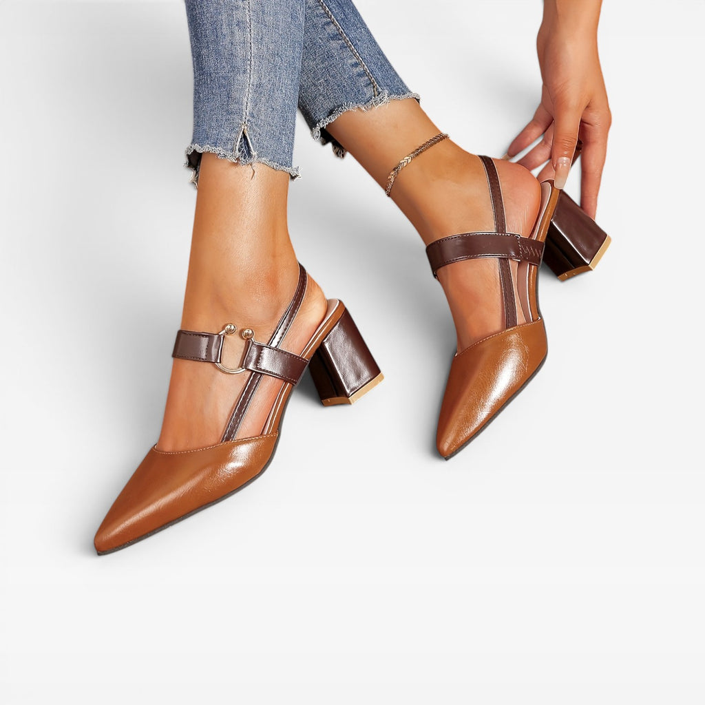 Women’s Gold Heeled Sandals – Block Heel Dress Sandals for Summer