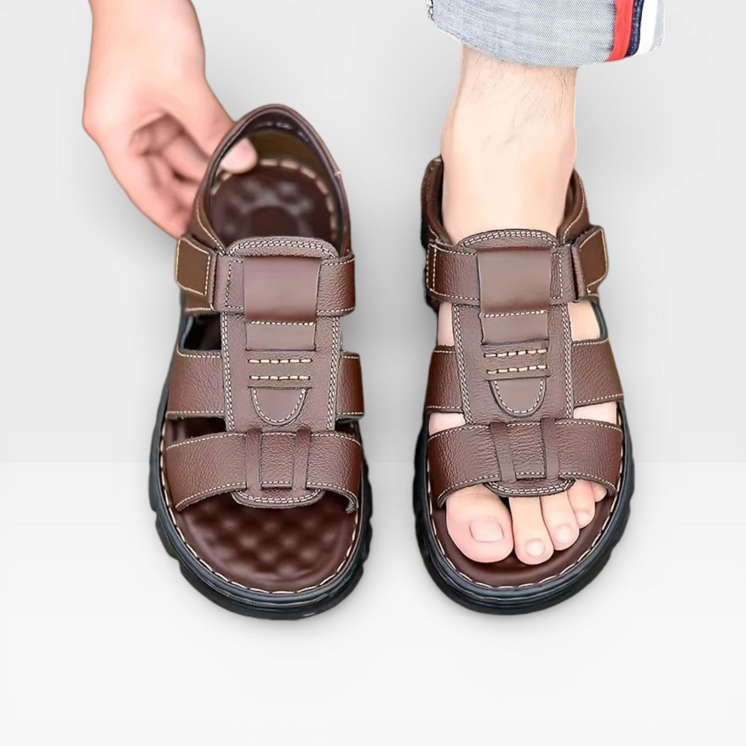 Men’s Soft Sole Leather Sandals for Summer Wear