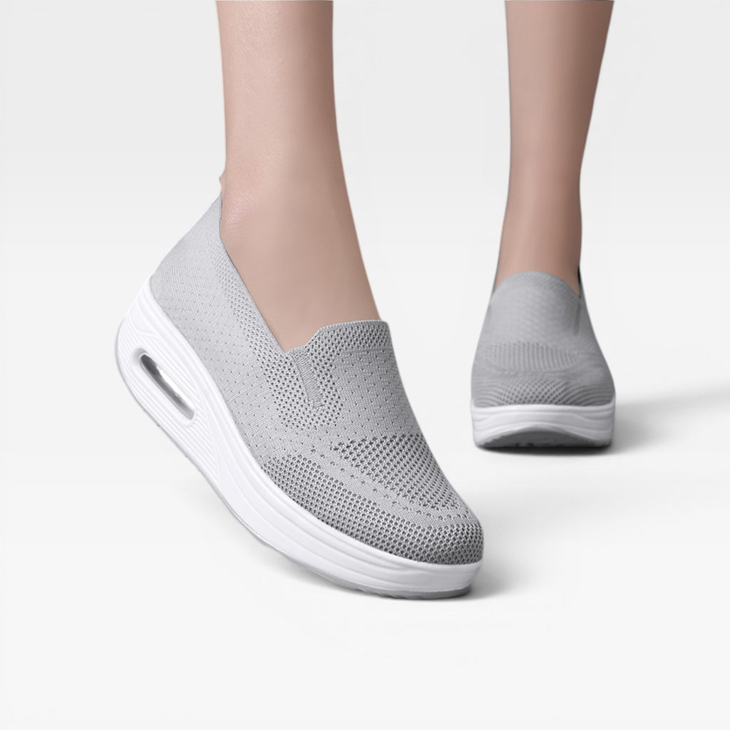 Baskets compensées à enfiler pour femmes – Sneakers respirantes en maille avec coussin d'air pour la marche