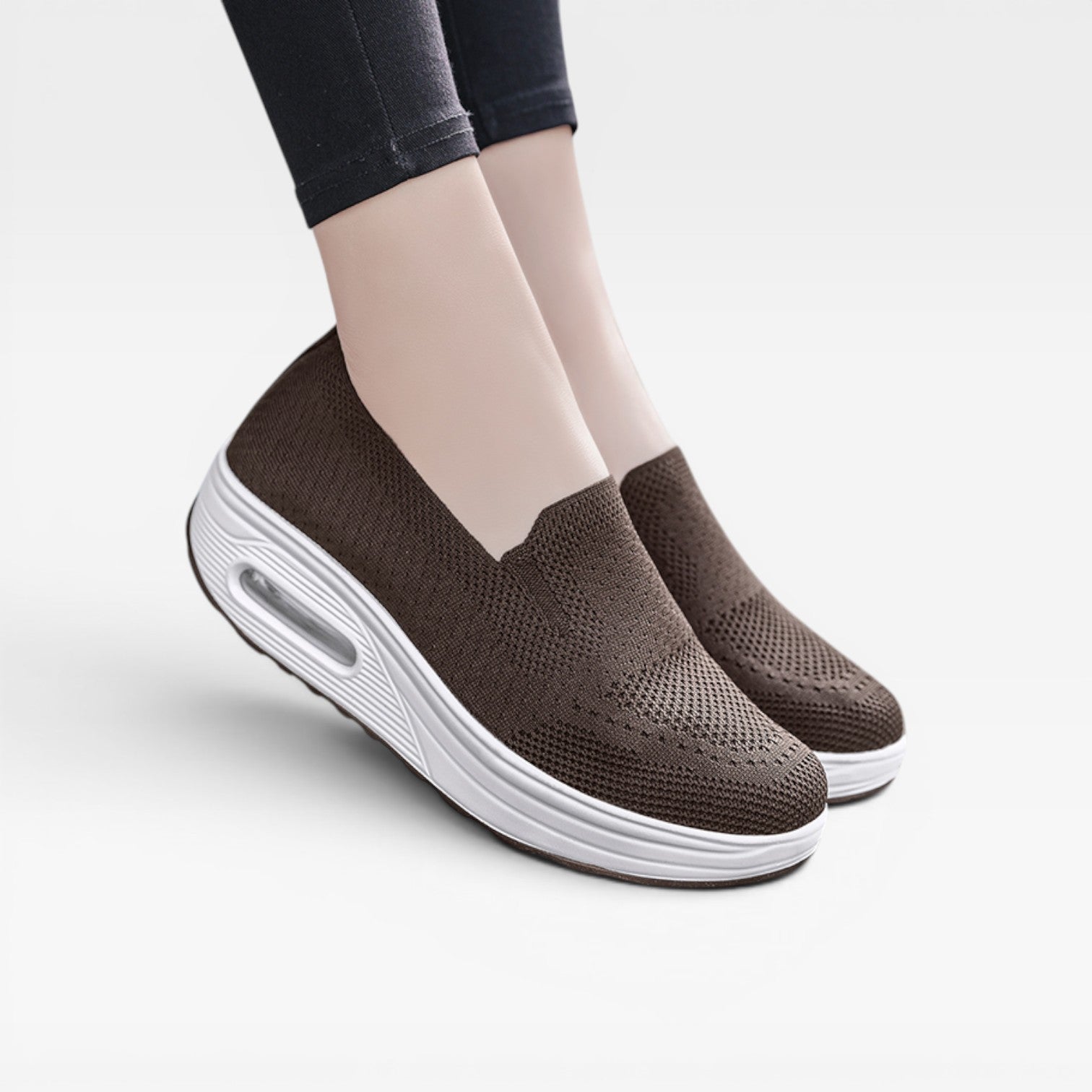 Baskets compensées à enfiler pour femmes – Sneakers respirantes en maille avec coussin d'air pour la marche