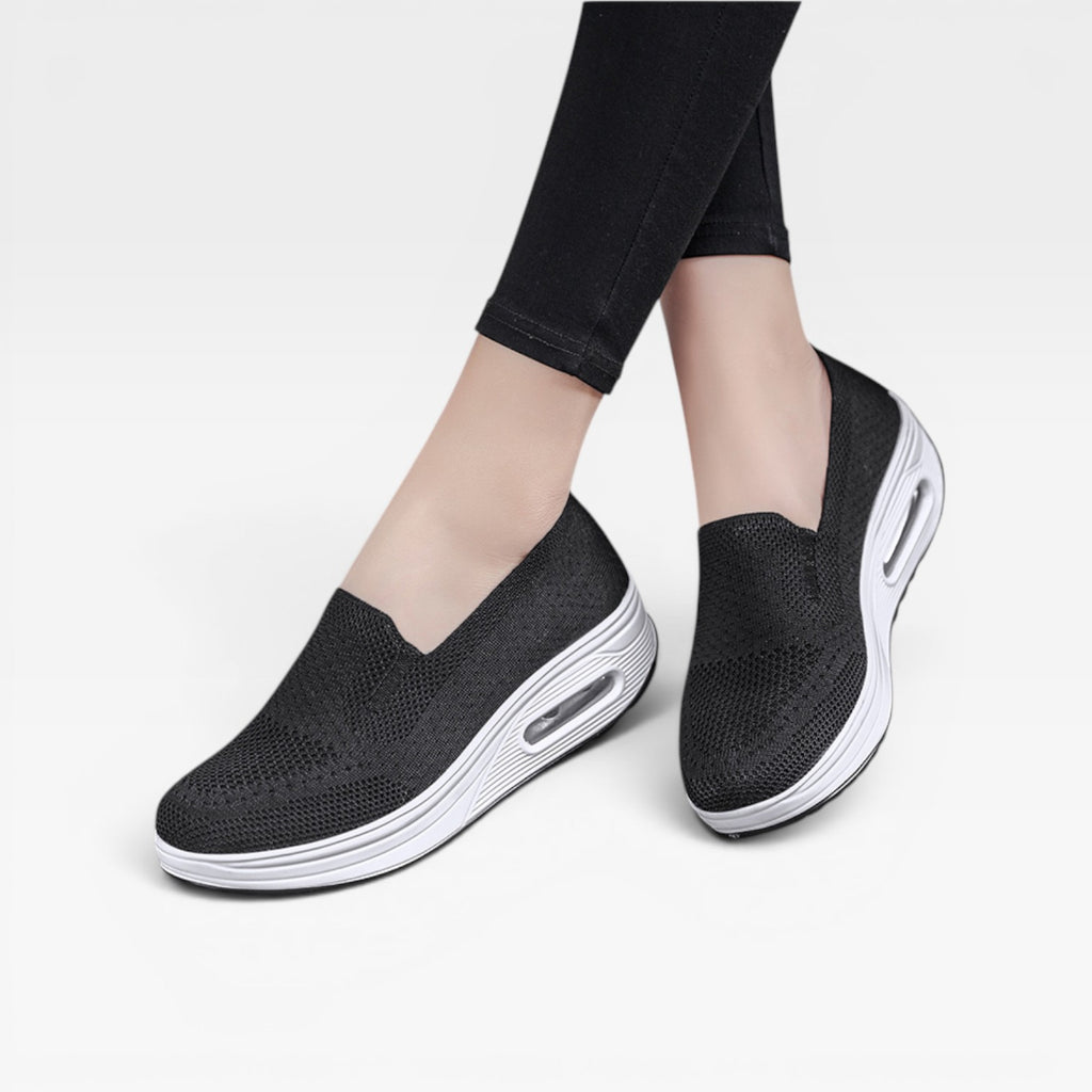 Baskets compensées à enfiler pour femmes – Sneakers respirantes en maille avec coussin d'air pour la marche