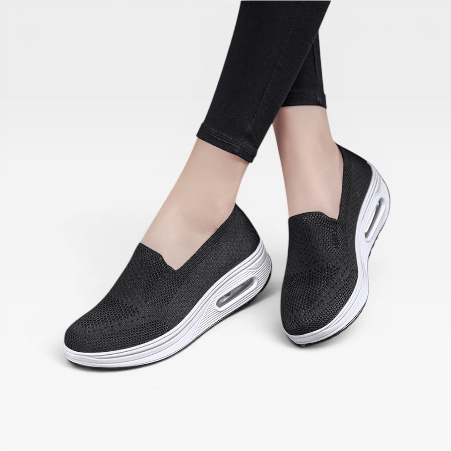 Baskets compensées à enfiler pour femmes – Sneakers respirantes en maille avec coussin d'air pour la marche