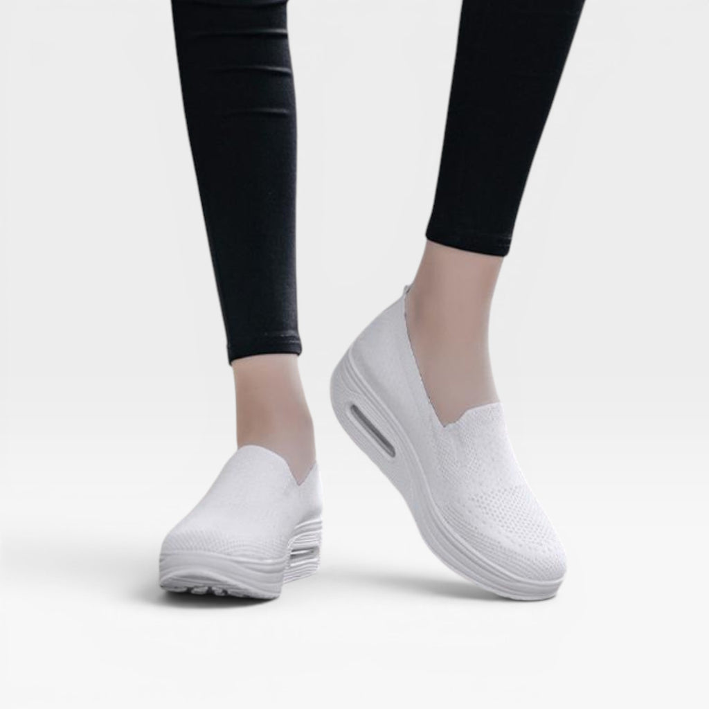 Baskets compensées à enfiler pour femmes – Sneakers respirantes en maille avec coussin d'air pour la marche