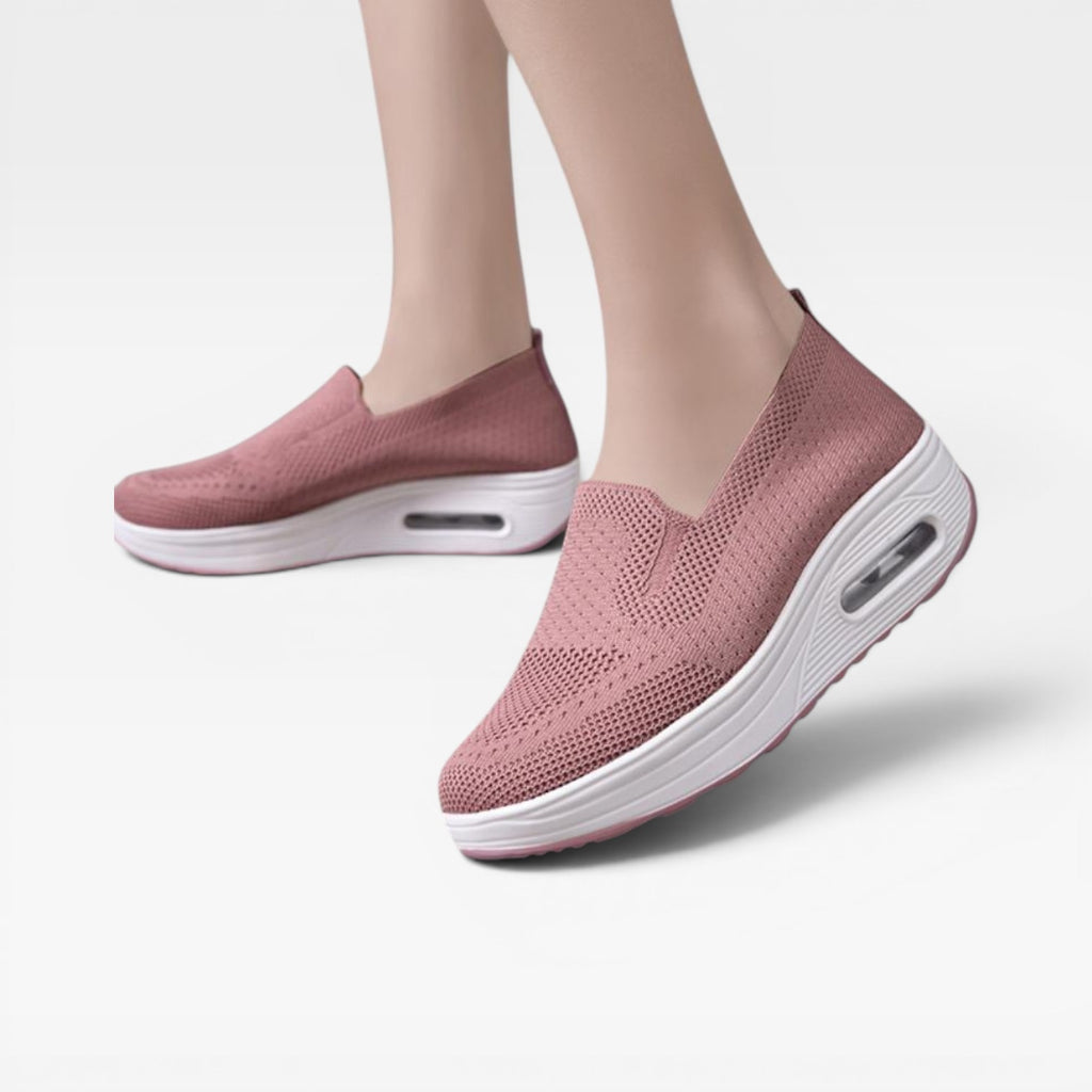 Baskets compensées à enfiler pour femmes – Sneakers respirantes en maille avec coussin d'air pour la marche