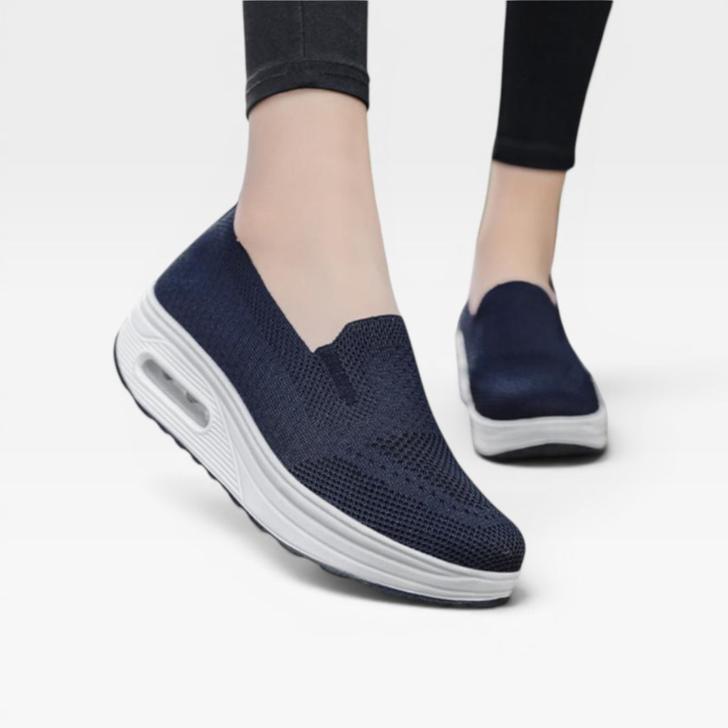 Baskets compensées à enfiler pour femmes – Sneakers respirantes en maille avec coussin d'air pour la marche