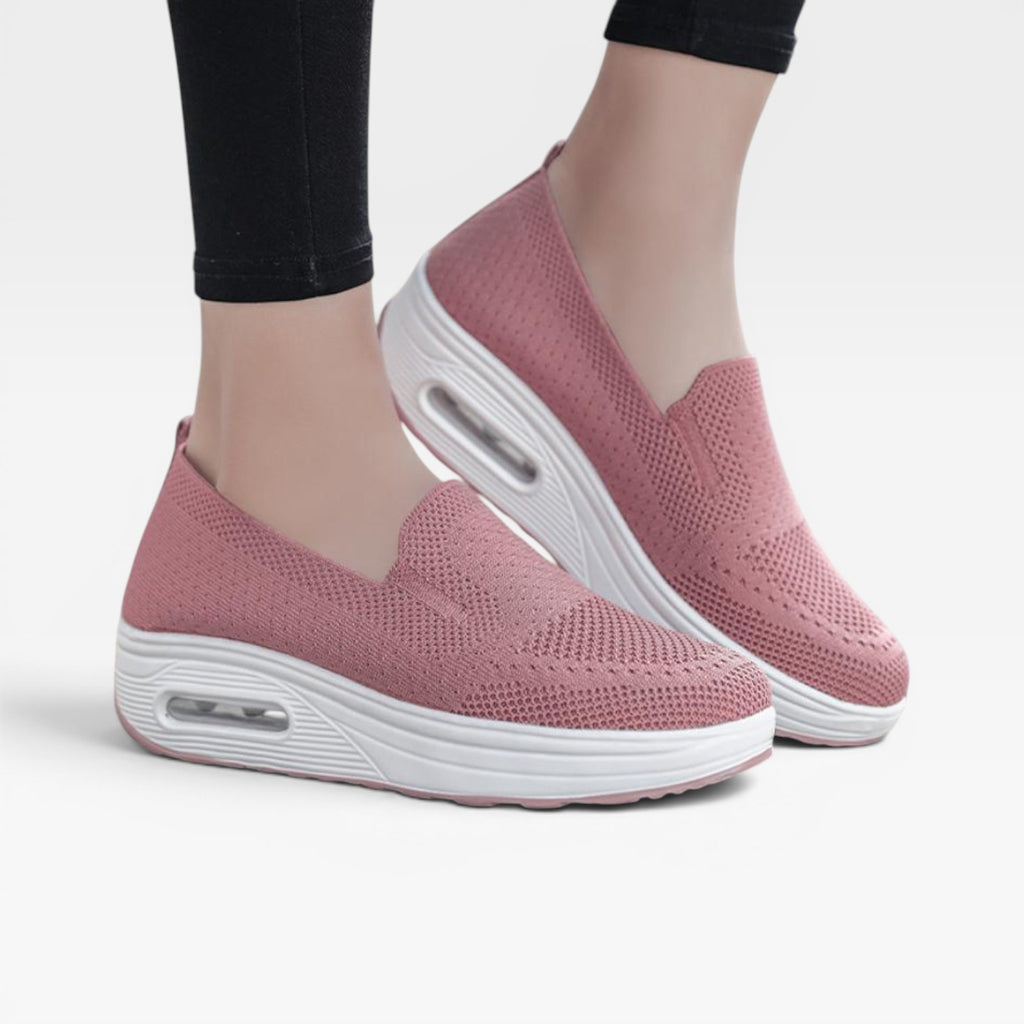 Baskets compensées à enfiler pour femmes – Sneakers respirantes en maille avec coussin d'air pour la marche