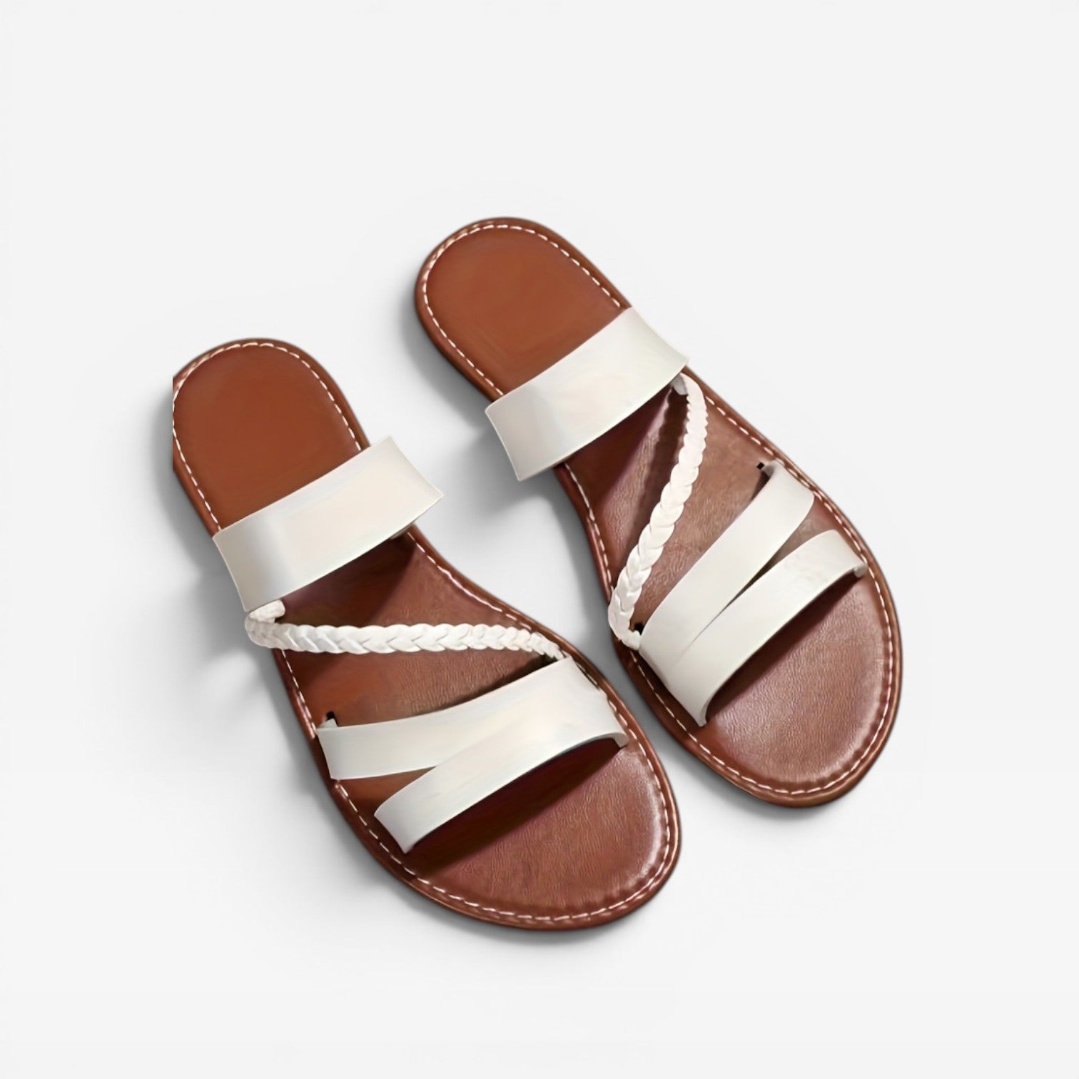 Women's Boho Woven Flat Sandals – Open Toe Summer Slides