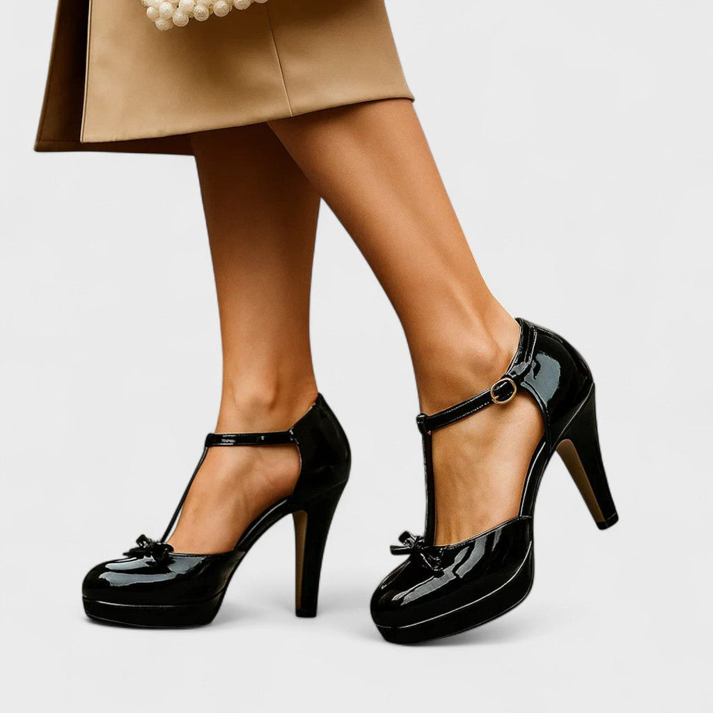 Women’s Summer High Heels – Platform Dress Heels with Strap & Bow