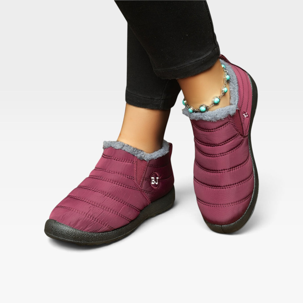 Women's Quilted Winter Boots – Fur Lined Waterproof Slip On Ankle Boots
