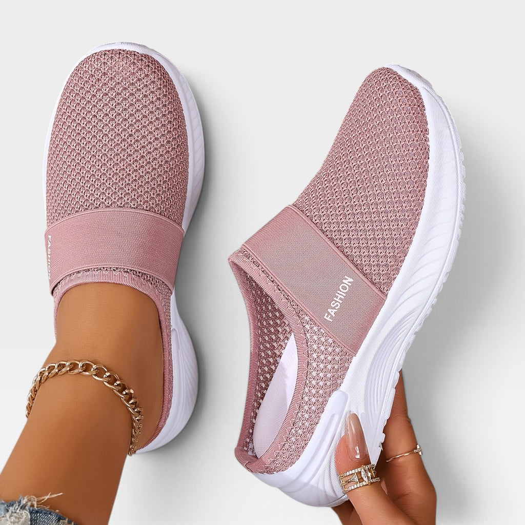 Women's Knit Slip On Trainers – Breathable Cushioned Comfort Sneakers