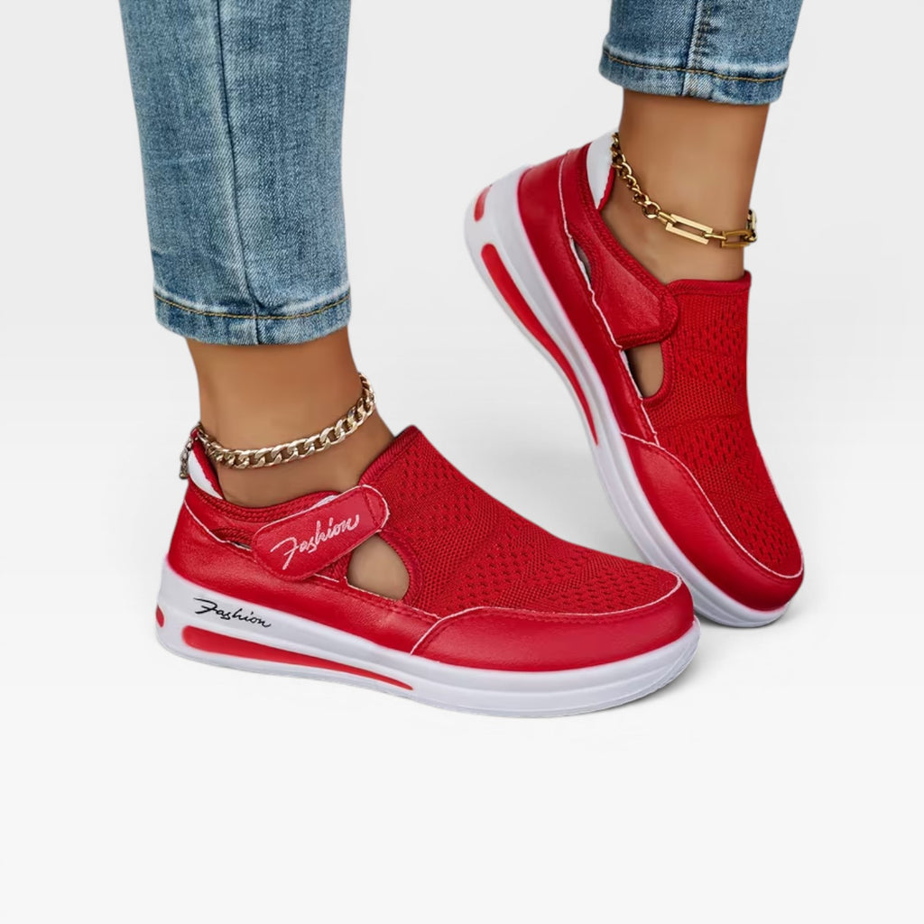 Women's Slip On Platform Trainers – Velcro Strap Comfortable Walking Sneakers