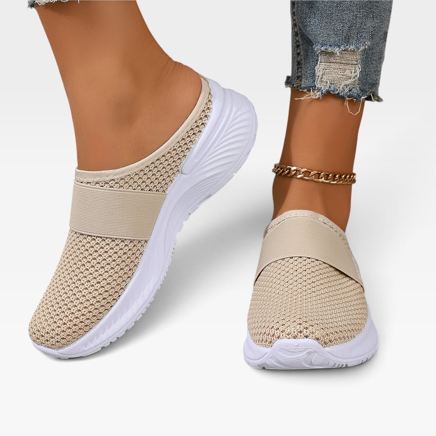 Women's Knit Slip On Trainers – Breathable Cushioned Comfort Sneakers