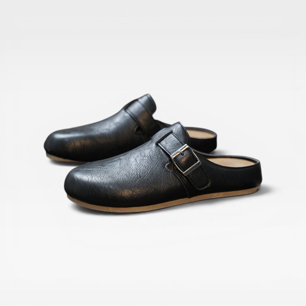 Sabots en cuir pour hommes – Mules d'été décontractées à enfiler avec bride à boucle