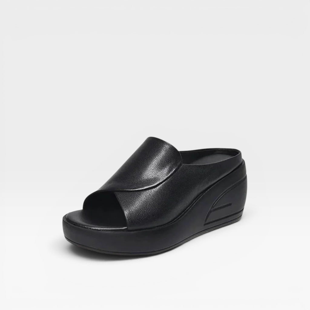 Sandales compensées confortables pour femmes – Mules à enfiler avec plateforme rembourrée