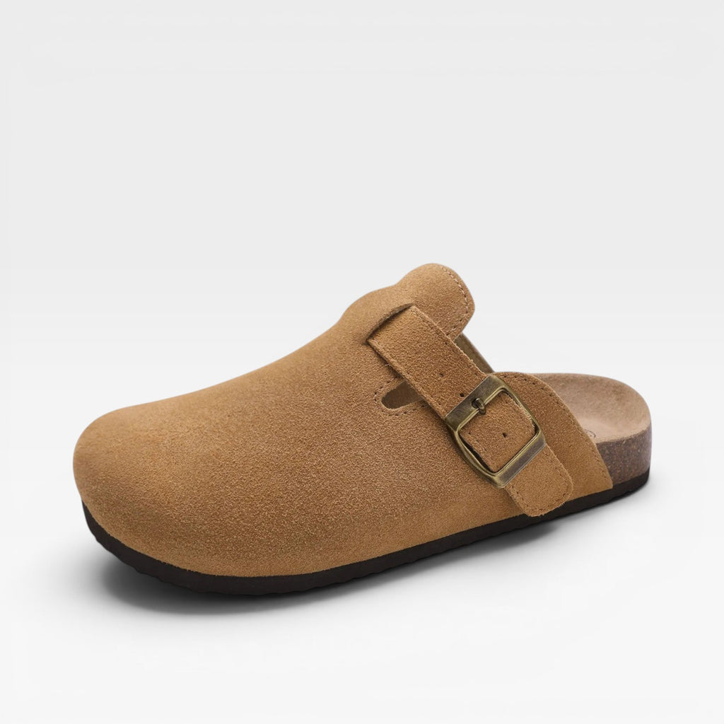 Women's Suede Cork Clogs – Comfortable Slip On Closed Toe Mules
