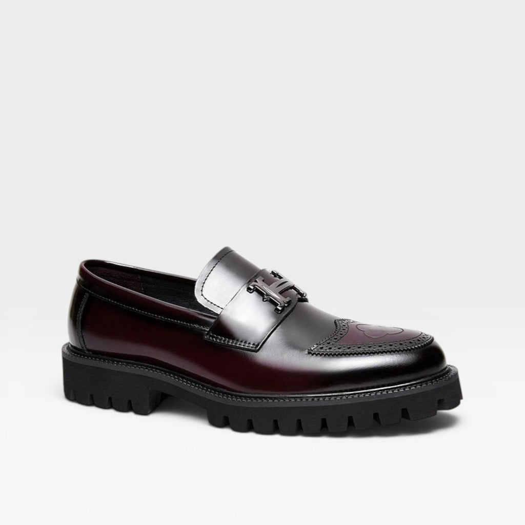 Men's Chunky Leather Loafers – Modern Slip On Smart Casual Dress Shoes