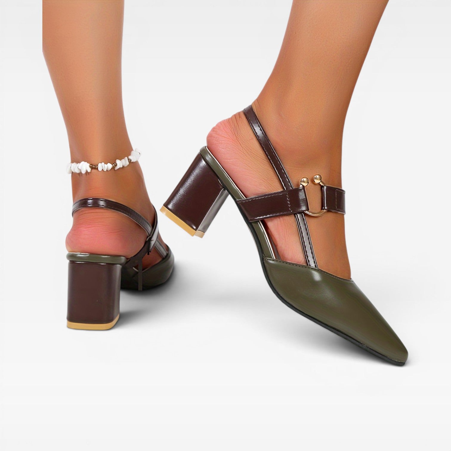 Women’s Gold Heeled Sandals – Block Heel Dress Sandals for Summer
