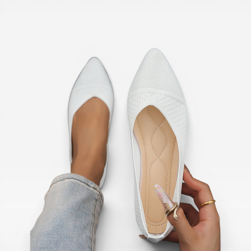 Women’s Pointed Ballet Flats – Breathable Knit Flat Shoes