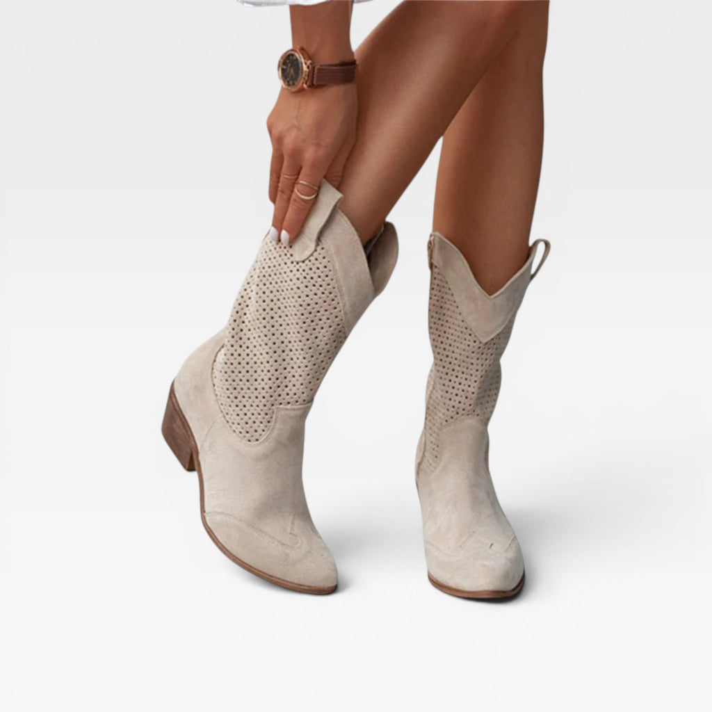 Women’s Western Cowgirl Boots – Breathable Perforated Summer Boots