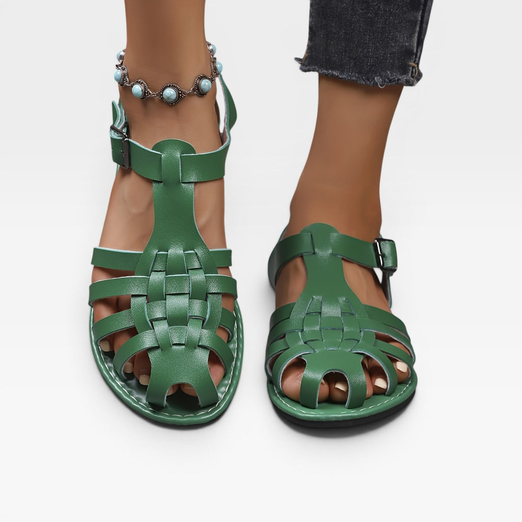 Women's Boho Fisherman Sandals – Woven Closed Toe Flat Summer Style
