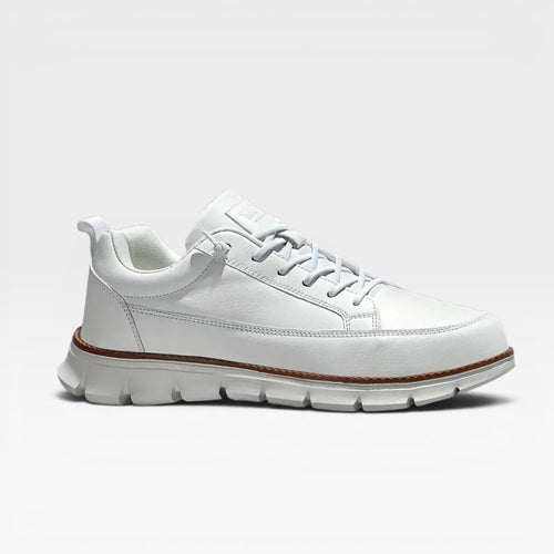 Men's Casual Leather Trainers – Lace Up Cushioned Everyday Sneakers