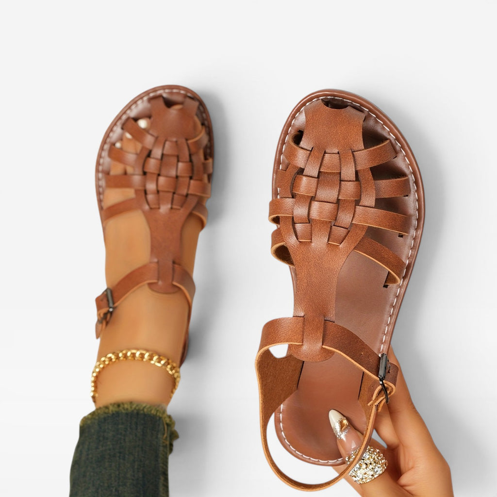 Women's Boho Fisherman Sandals – Woven Closed Toe Flat Summer Style