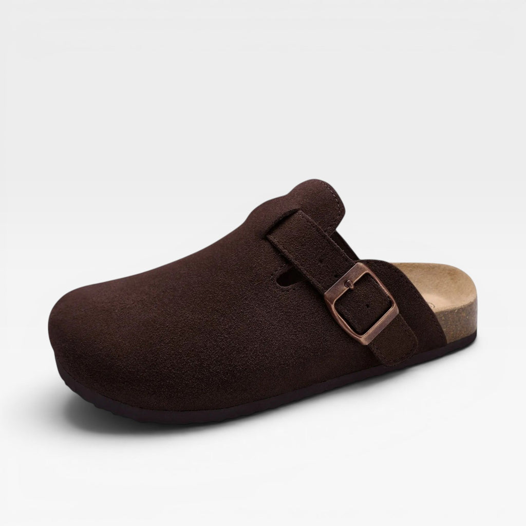 Women's Suede Cork Clogs – Comfortable Slip On Closed Toe Mules