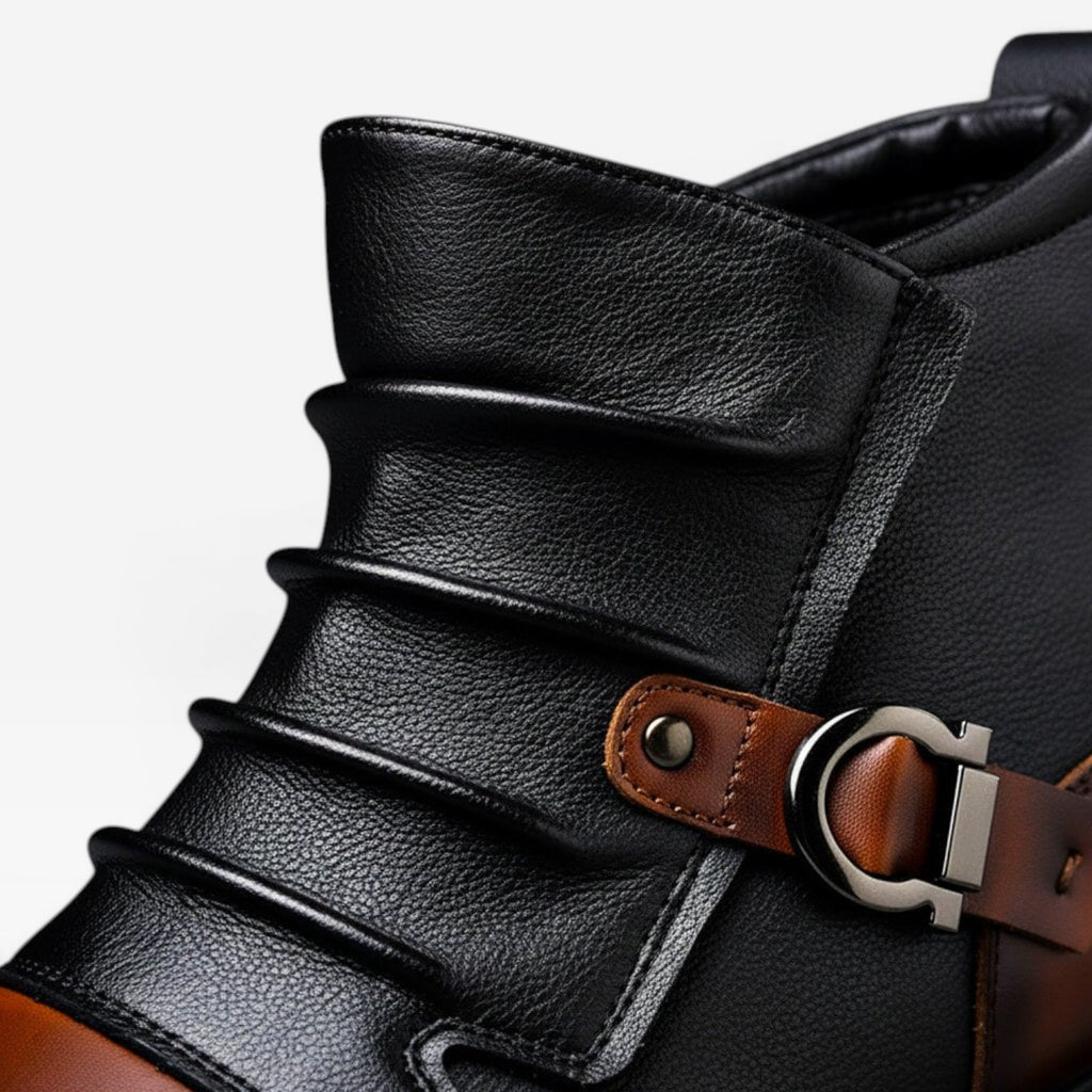 Bottes en cuir véritable pour hommes – Chaussures classiques à lacets, raffinées pour un usage quotidien