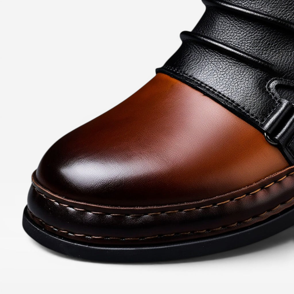 Bottes en cuir véritable pour hommes – Chaussures classiques à lacets, raffinées pour un usage quotidien