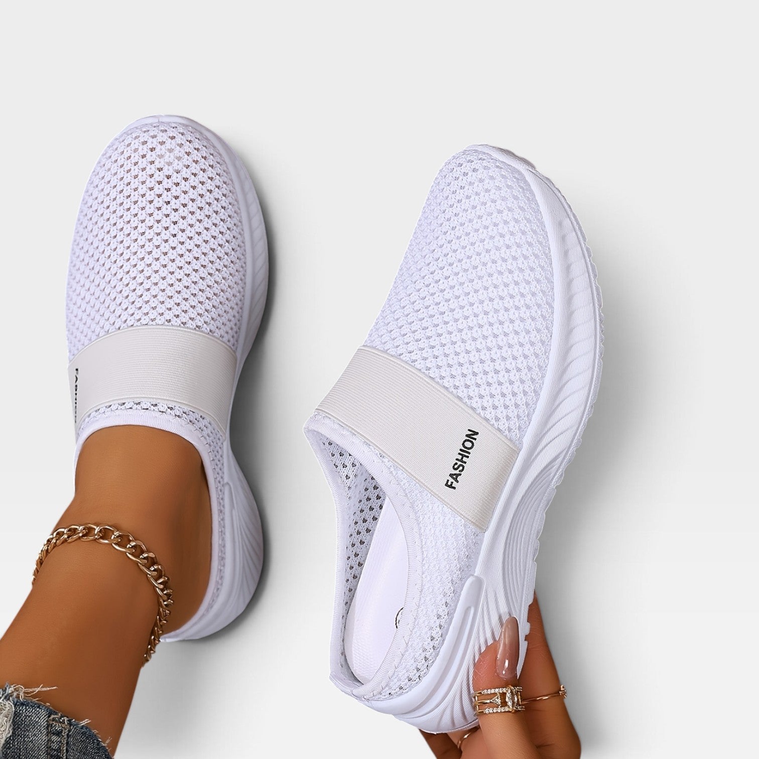 Women's Knit Slip On Trainers – Breathable Cushioned Comfort Sneakers