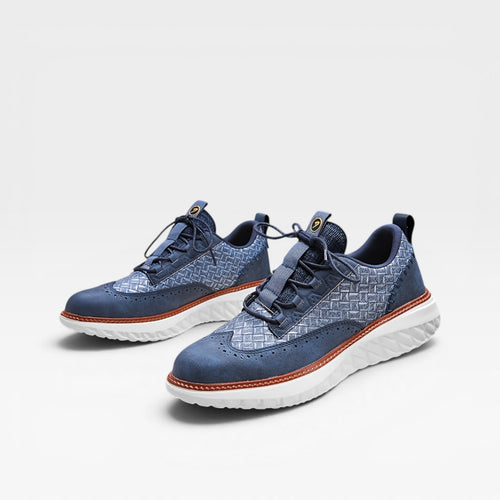 Men's Leather Brogue Trainers – Smart Casual Lace Up Sneakers