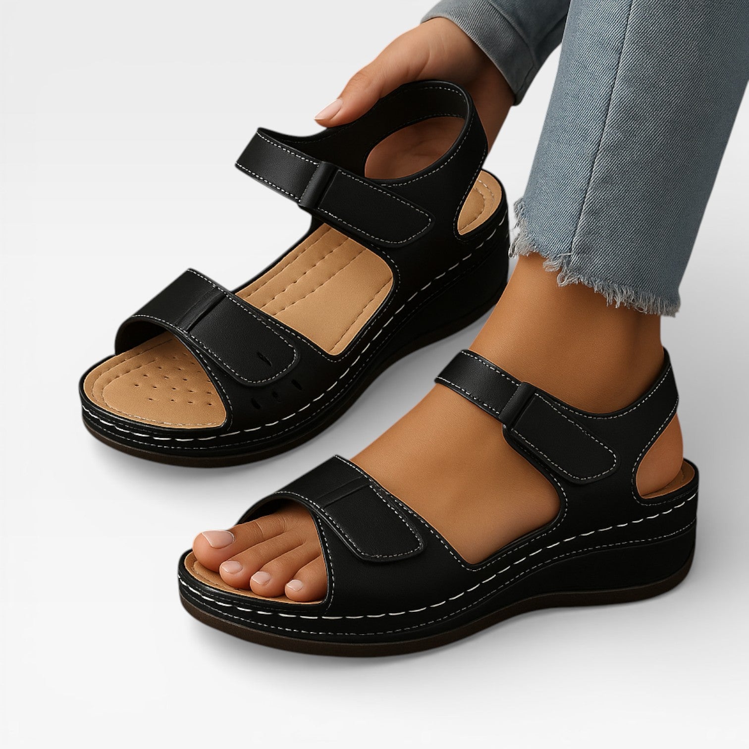 Women’s Comfortable Wedge Sandals – Adjustable Strap Summer Walking Shoes