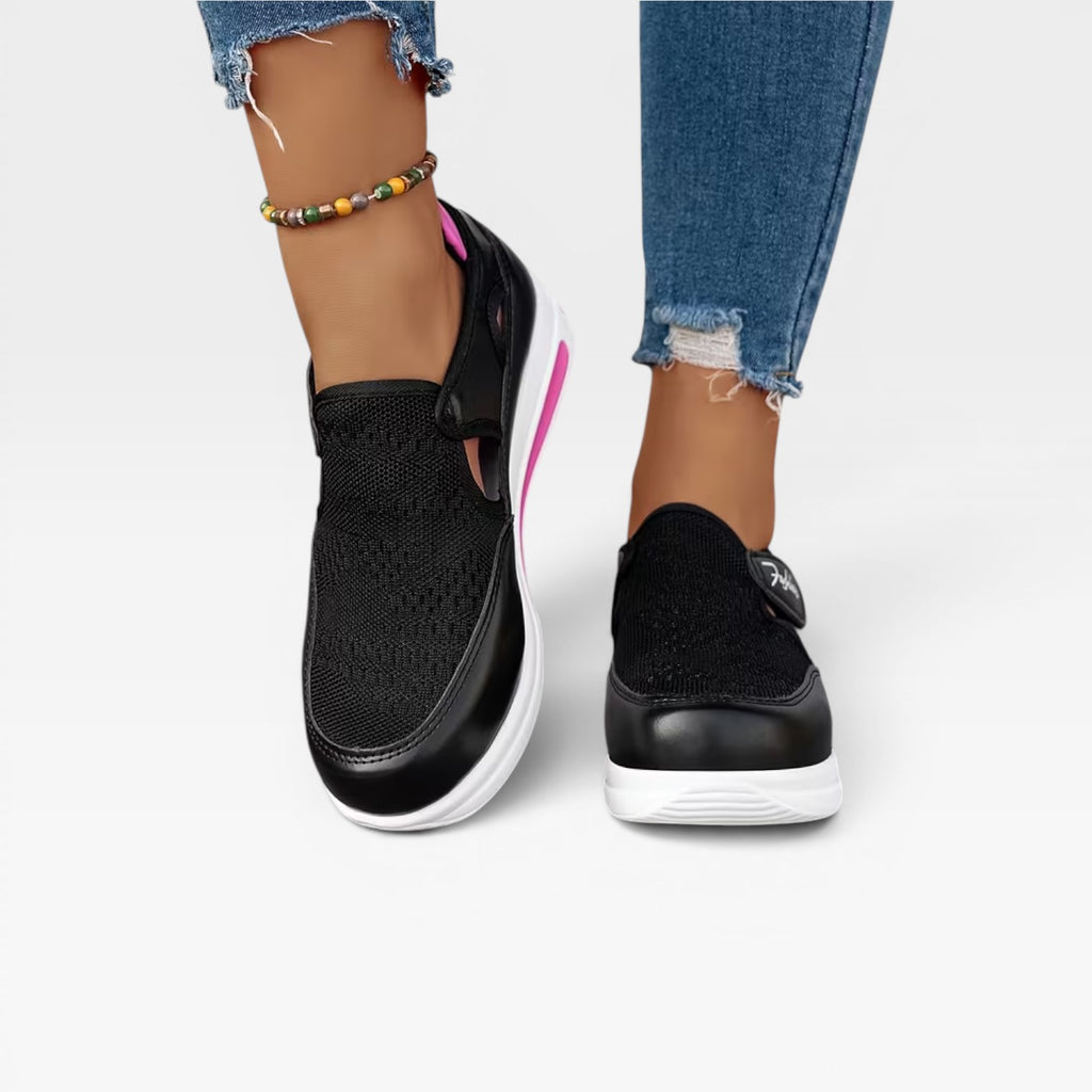 Women's Slip On Platform Trainers – Velcro Strap Comfortable Walking Sneakers