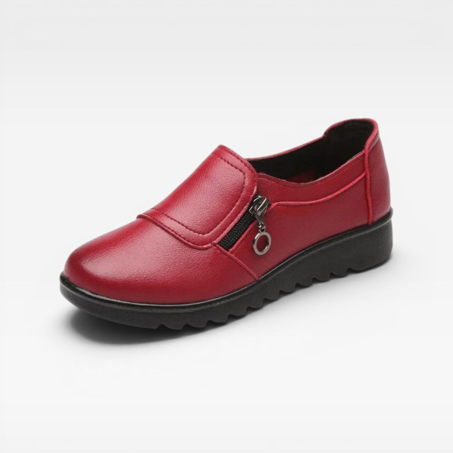 Women's Leather Loafers – Zip Detail Comfort Slip On Shoes