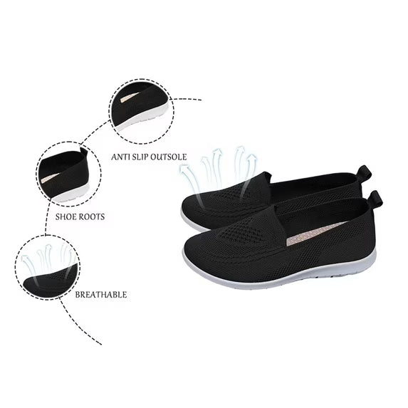 Women's Breathable Knit Slip On Trainers – Comfortable Walking Shoes