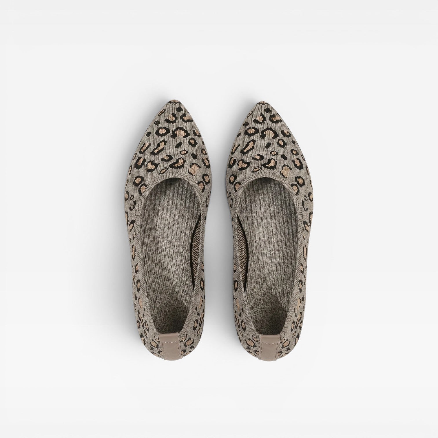 Women's Leopard Print Knit Ballet Flats – Pointed Toe Slip On Comfort Shoes