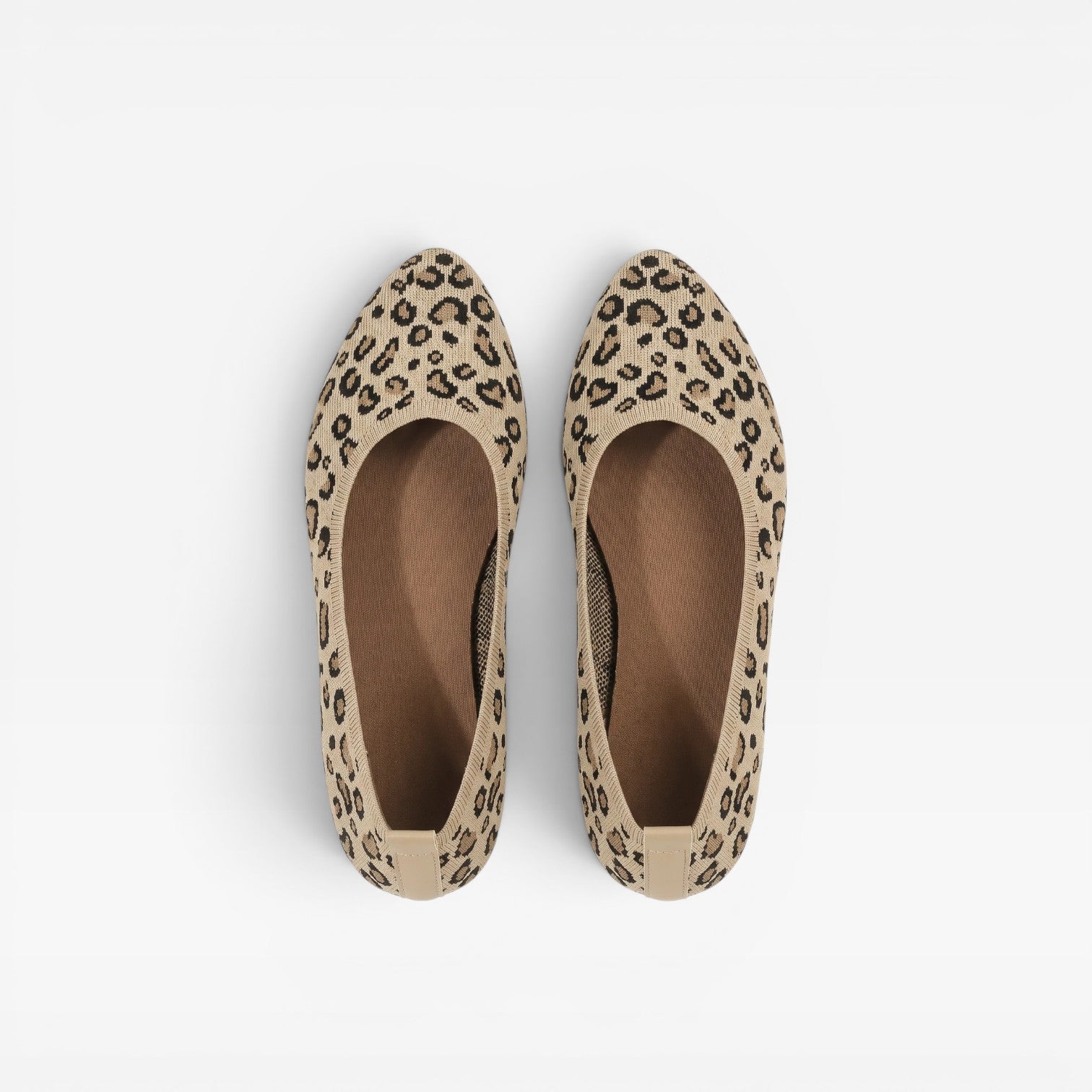 Women's Leopard Print Knit Ballet Flats – Pointed Toe Slip On Comfort Shoes