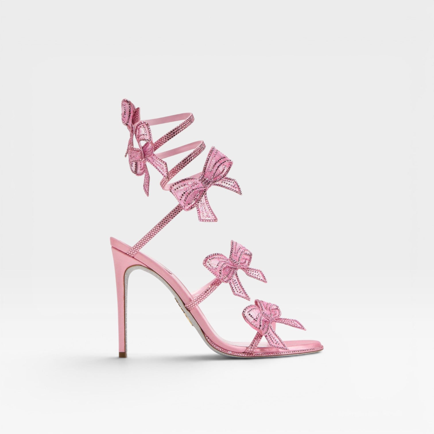Women's Crystal Bow Heels – Elegant Satin Wrap Ankle Stiletto Sandals for Special Occasions