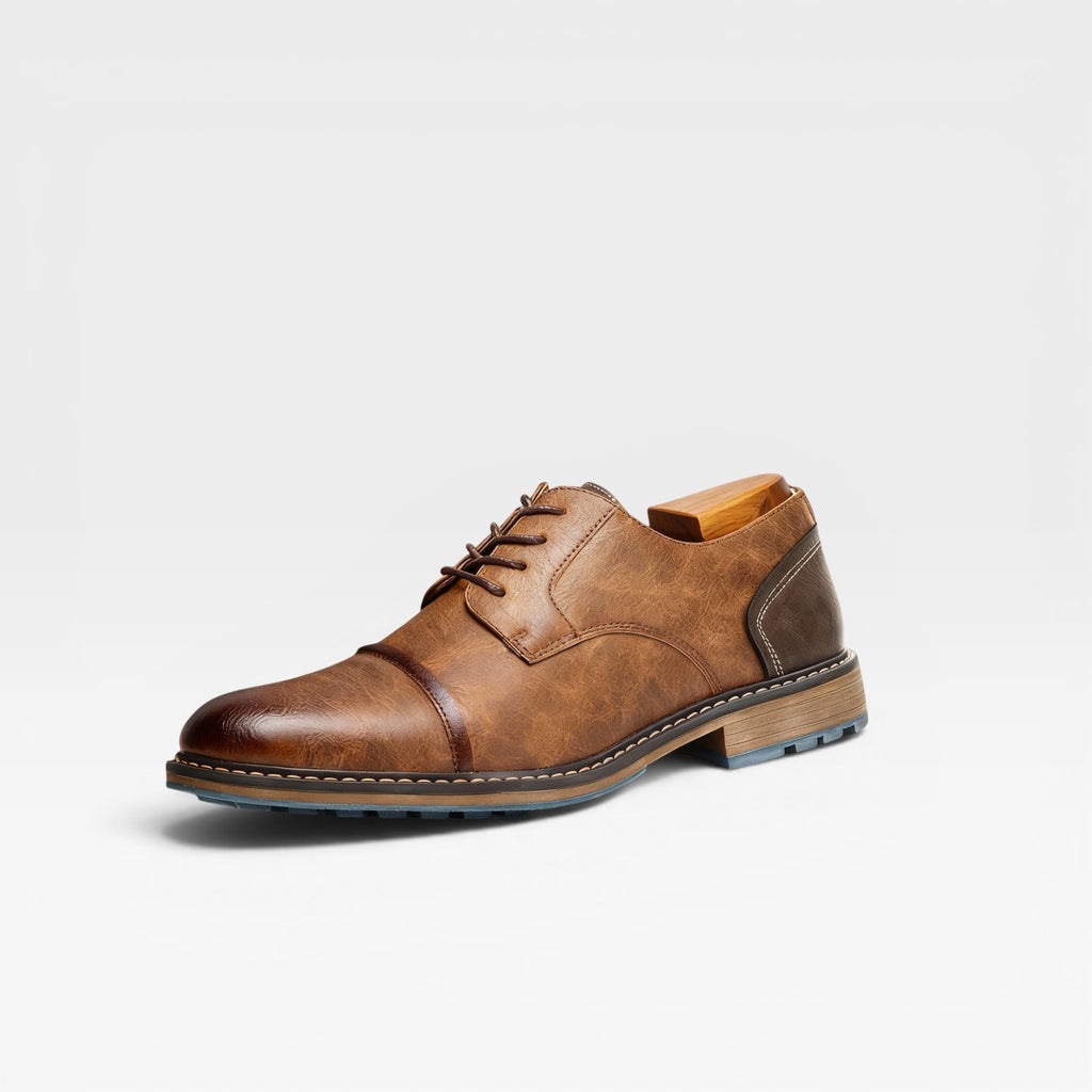 Men's Leather Cap Toe Derby Shoes – Classic Lace Up Formal Dress Shoes for Special Occasions