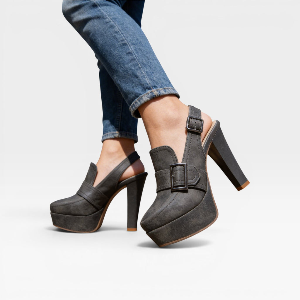 Women's Slingback Block Heel Pumps – Elegant Buckle Strap Shoes for Special Occasions