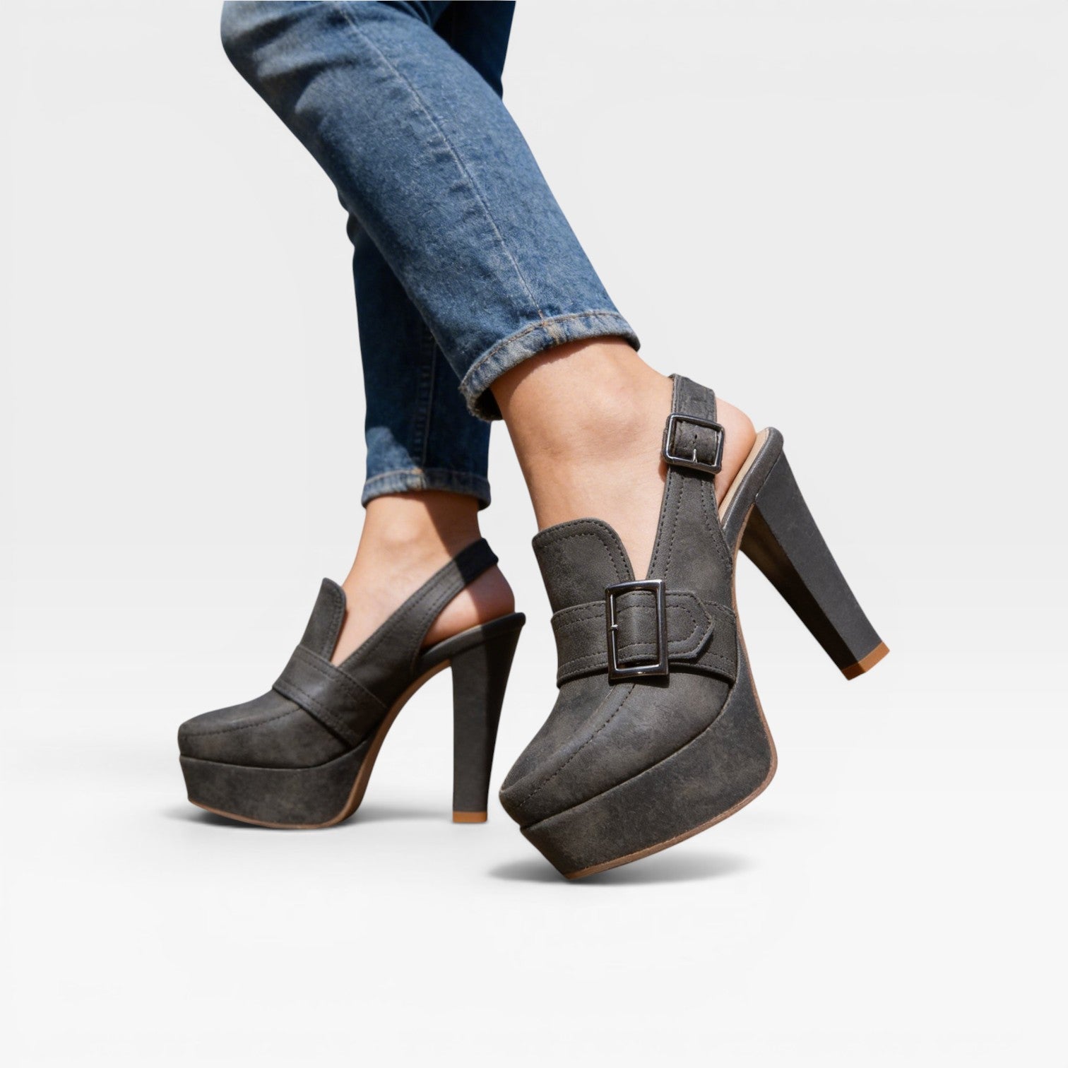 Women's Slingback Block Heel Pumps – Elegant Buckle Strap Shoes for Special Occasions